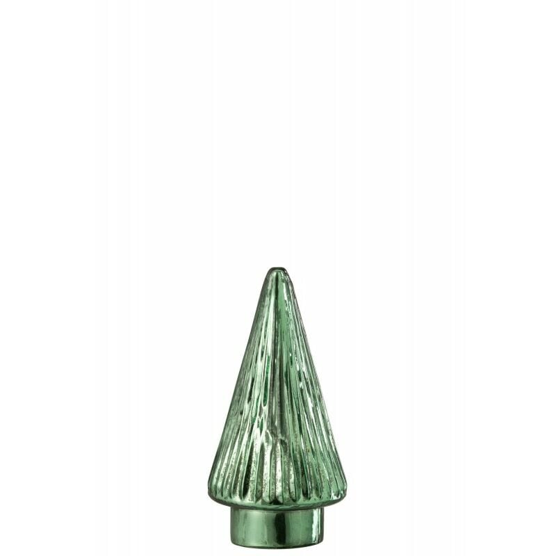 Sapin de Noël décoratif à led en verre vert 9x9x19 cm - Vert