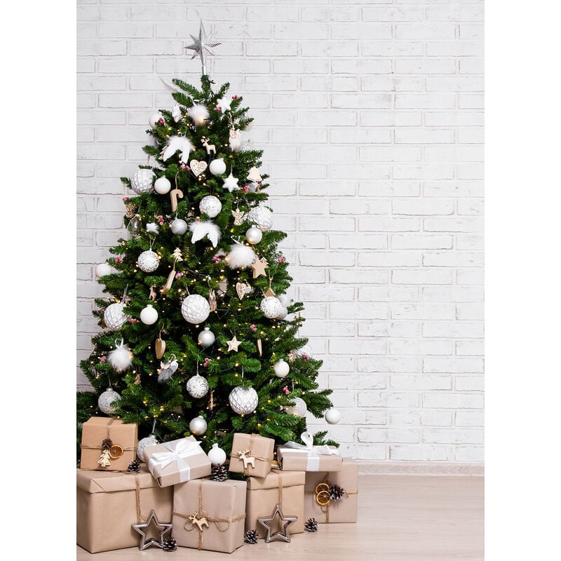 Dmora - Sapin de Noël Amsterdam, Sapin artificiel extra épais, véritable Sapin effet pvc, 475 branches, hauteur 180 cm, avec emballage renforcé