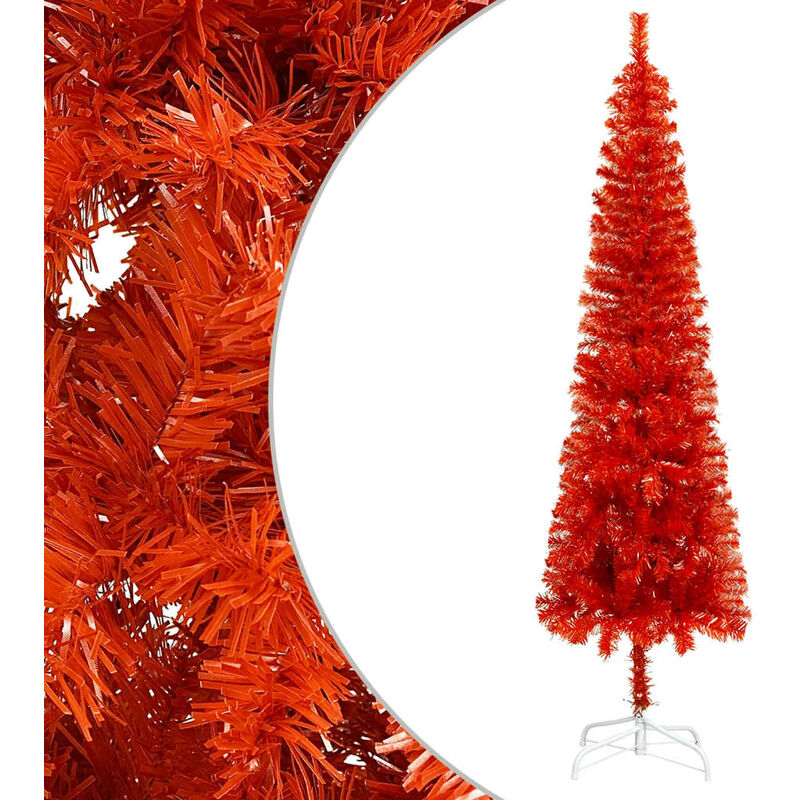 Sapin de Noël étroit Rouge 180 cm