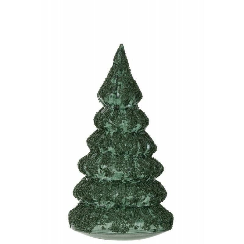 Sapin de Noël décoratif en verre vert givré 12x22cm - Vert