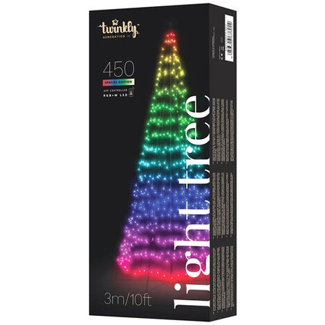 Sapin lumineux connecté 3m 450 LED RGBW – IP44 extérieur – Contrôle via application – Effets musicaux personnalisables – Twinkly