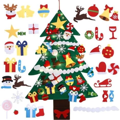 Sapin Montessori, Sapin Feutrine a decorer,Sapin de Noel Montessori 110cm Sapin Montessori Feutrine,Arbre de Noël Déco avec lumières