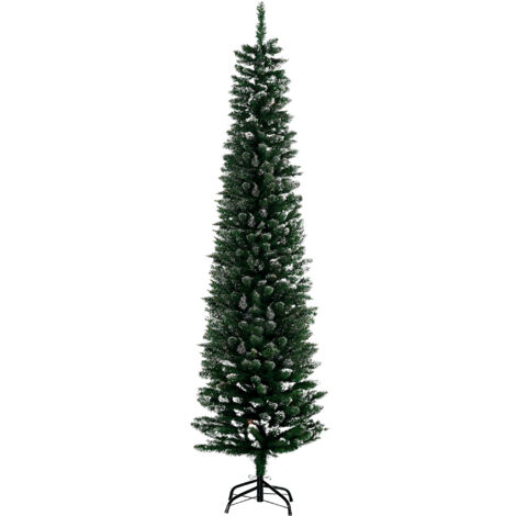 Sapin Noël étroit 190 cm, 570 branches, support métal, salon intérieur, vert