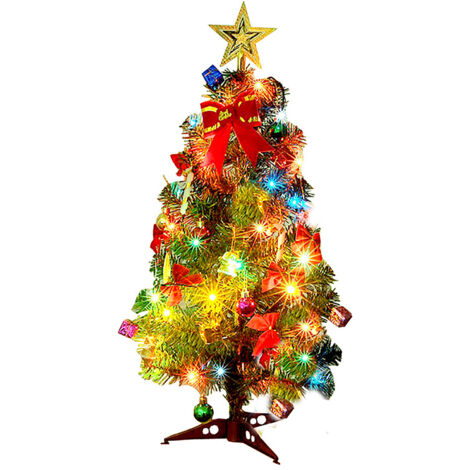 Sapins de Noel Artificiel 30 cm, Mini Sapin de Noel avec guirlandes Lumineuses et Ornements,Décoration de Noël pour Table