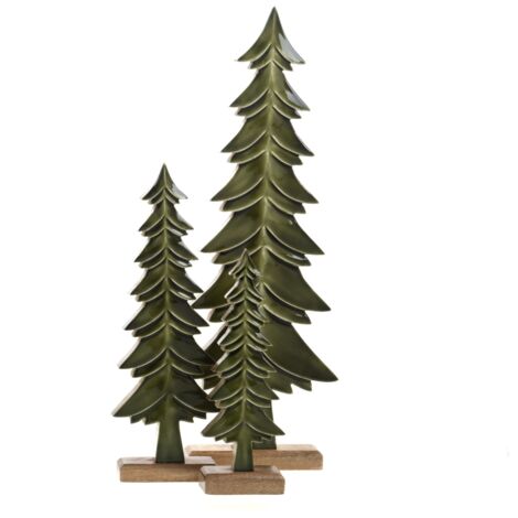 Sapins décoratifs en bois de manguier vert (Lot de 3)