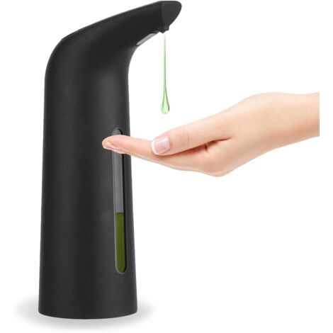 Sapone liquido automatico nero senza contatto, sapone liquido automatico, sapone per piatti a mani libere per cucina, bagno, hotel, 14 once, sensore automatico impermeabile