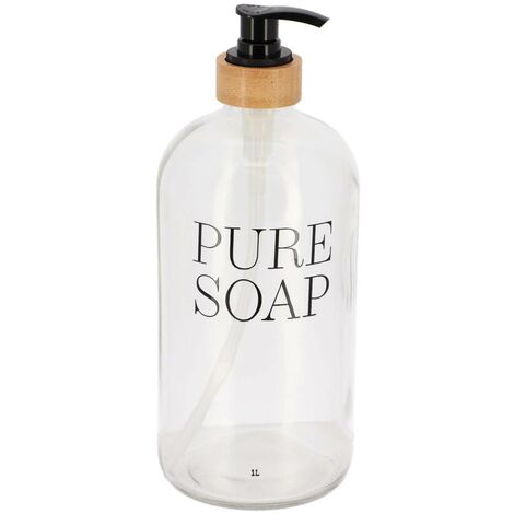 Sapone puro 1l dispenser di sapone in vetro/bambù - trasparente - Tendance