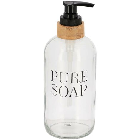 Sapone puro 500 ml dispenser di sapone in vetro di bambù - trasparente - Tendance