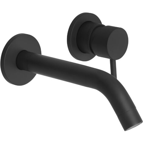 Saqu Eurotrend Unterputz Waschtischarmatur - Inklusive Einbauteil und Rosetten - Eingebauter Wasserhahn für luxuriöses Design - Matt Schwarz - 20 cm