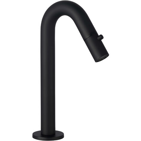 Saqu Tube Waschtischarmatur – WC-Armatur – Kaltwasserarmatur - Schwanenhals - Mattschwarz - Zwart