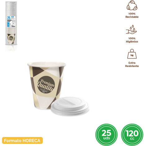 Sar vaso cartón 120cc con tapa drink 25uds