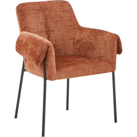 SARA - Chaise en tissu terracotta pieds en métal noir