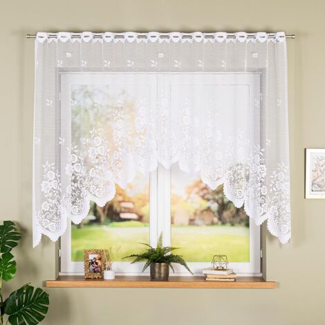 SARA - Fertiggardine aus Jacquard mit Schnitt unten - 250x140 cm - weiß