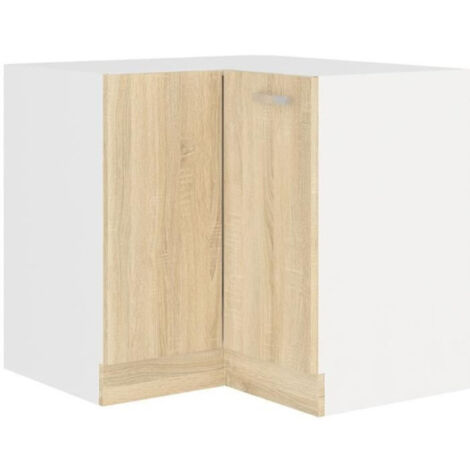 SARA Meuble bas d'angle - Décor chene sonoma - L83xL83xP48xH82cm - Plan de travail non inclus