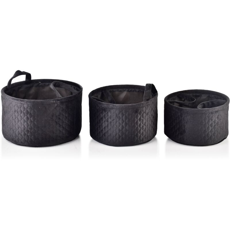 SARA NOIR ENSEMBLE DE 3 PANIERS L30xh18cm, M27xh16cm, L24xh14cm