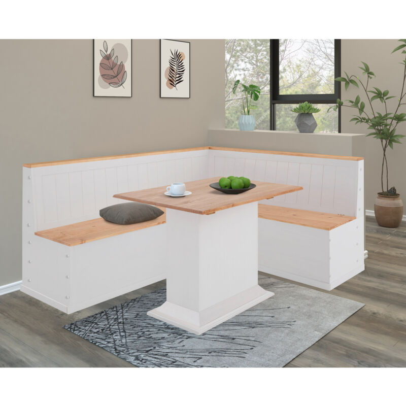 Table à manger fixe en bois de pin massif – 4 places – Dimensions 105 x 75 x 65 cm – Finition cire de teinture pour durabilité