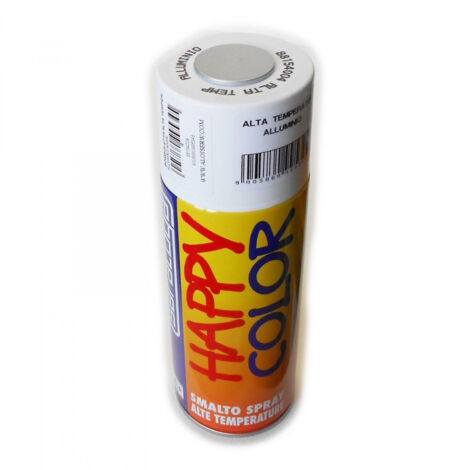 Saratoga bomboletta happy color 400ml spray per alta temperatura max 350°c finitura semilucida, colori happy color alluminio