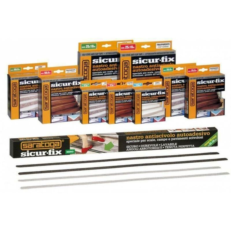 Saratoga Sicur fix Strisce Antiscivolo Nere Mm.50 Mt.5