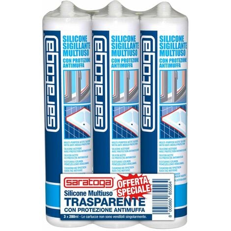 Saratoga Sigillante Silicone Multiuso - Protezione Antimuffa 3 x 280 ml