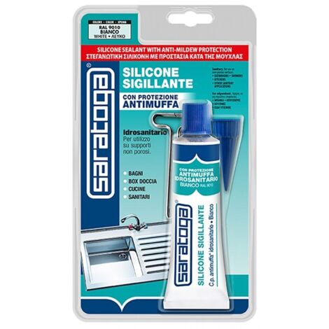 SARATOGA SILICONE UNIVERSEL ANTI-MOISISSURE BLANC SANITAIRE BLISTER 60MG