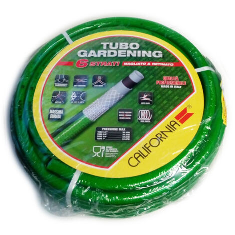 Saratoga tubo magliato retinato da giardino 6 strati da 1/2” x 15 mt resiste a 34 bar