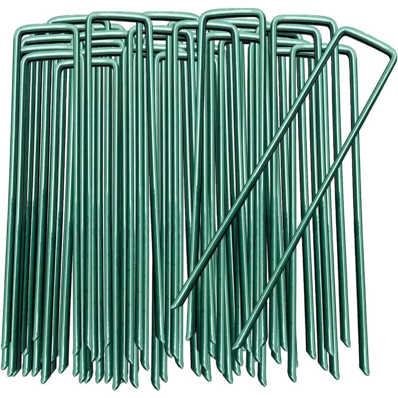 Sardines de Fixation, 50 Pcs Verte Piquet Ancrage, Agrafe Toile Paillage pour Bloquer Les Couvre Sols, Piquets de Jardin pour Le Jardin, Le Paillis