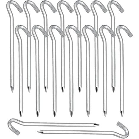 BASETBL Sardines Piquet,Piquet de Fixation 20 Pièces Piquets de Tente en Piquets de Fixation Sol Crochet pour Tente De Sardines Camping Jardinage Acier Galvanisé Sardine Tente Argenté