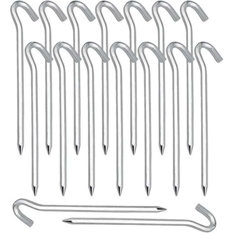 Lot De 4 Sardines De Camping XL Relaxdays - Acier Galvanisé, 38.5 Cm, Pour Sols Durs