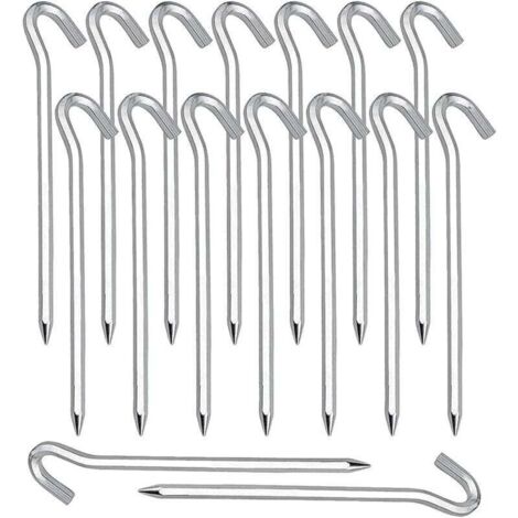 Sardines Piquet,Piquet de Fixation 20 Pièces Piquets de Tente en Piquets de Fixation Sol Crochet pour Tente De Sardines Camping Jardinage Acier Galvanisé Sardine Tente Argenté