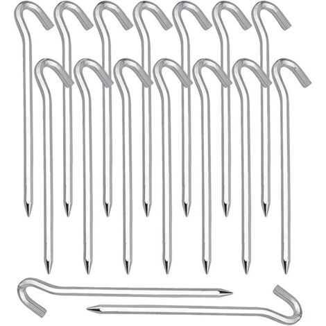 Sardines Piquet,Piquet de Fixation 20 Pièces Piquets de Tente en Piquets de Fixation Sol Crochet pour Tente De Sardines Camping Jardinage Acier Galvanisé Sardine Tente Argenté