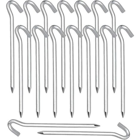 Sardines Piquet,Piquet de Fixation 20 Pièces Piquets de Tente en Piquets de Fixation Sol Crochet pour Tente De Sardines Camping Jardinage Acier Galvanisé Sardine Tente Argenté