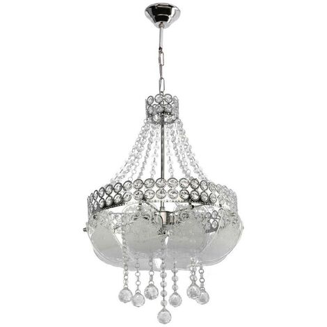 Sare MDL3550 silberne Deckenleuchte, verziert mit Steinen in Glas- und Kristalloptik