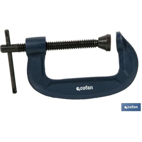 Sargento de sujeción Tipo G Medidas desde 30 hasta 83 mm COFAN                 Apertura 150mm - Anchura 75mm