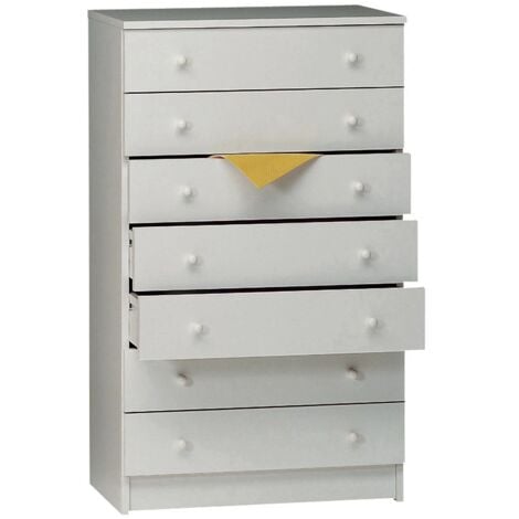 SARMOG SRL Sarmog Cassettiera 7 Cassetti Bianco Liscio - Mobile Multiuso 105x62x34 cm