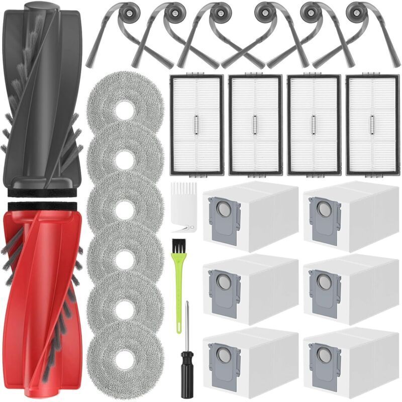 Saros 10R Accessory Kit for Roborock Saros 10R / Qrevo CurvX/Curv 2 Pro Accessories 10R Replacement Parts: 2 Main Brushes, 6 Dust Bags, 6 Mops, 4