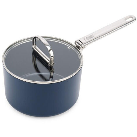 Sartén antiadherente Joseph Joseph Space de 19 cm (2.9 qt) con mango plegable y tapa, apta para inducción, horno hasta 232°C, ahorra espacio y fácil almacenamiento.