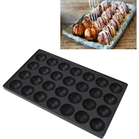 Sartén de aluminio para takoyaki con 28 cavidades – Cesta de almacenamiento impermeable de madera Oxford – Juego para el hogar y camping [Cocina]