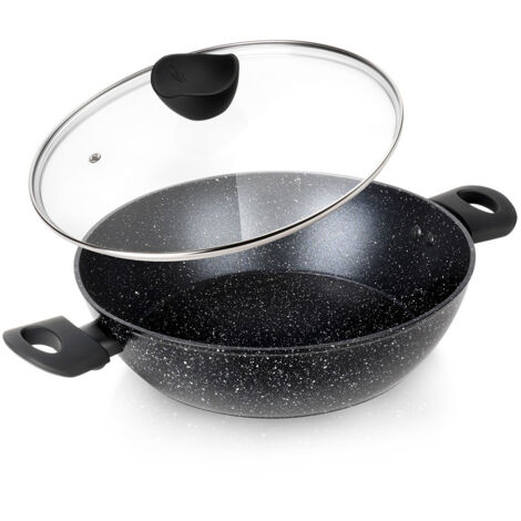 Sartén de granito honda con tapa grande 28 cm