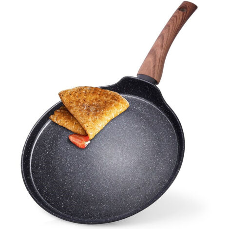 Sartén de granito para tortitas y tortillas, baja y plana, 26 cm