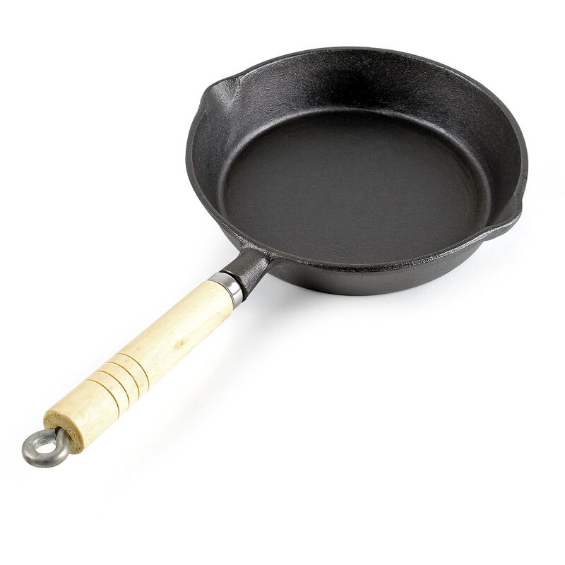 

Sartén de hierro fundido Ø20cm, todo tipo de cocinas, mango de madera y vertido fácil, antiadherente