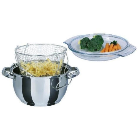 Sartén Freidora con Cesto GSW Acero Inoxidable Ø 22 cm Plateado