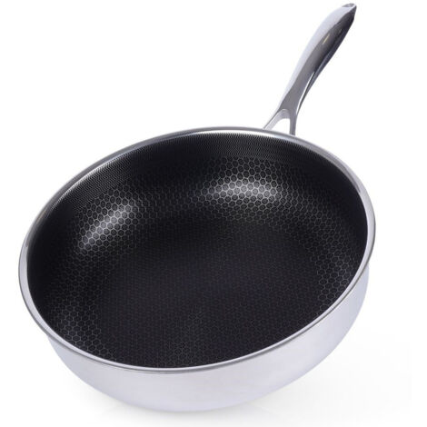 Sartén honda de acero inoxidable COOKCELL de 28 cm