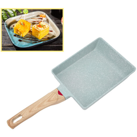 Sartén miniatura para huevos, aleación de aluminio con revestimiento antiadherente, verde, cuadrada, la emulsión también se calienta, para Domaine