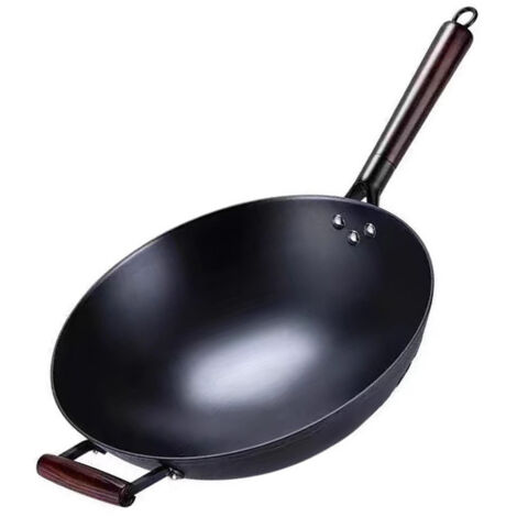 Sartén multifuncional de hierro fundido de 32 cm con mango ergonómico para uso diario.