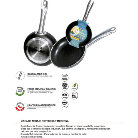 Sartén TALOX aluminio prensado full inducción mango de acero inoxidable Ø26cm