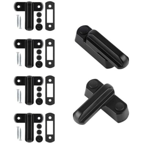 Sash Jammer Serrure de Fenêtre Supplementaire,4 Serrures de Porte Fenêtre Bloquer en Alliage d'Aluminium avec 8x vis,Sécurité Domestique,d'Enfant, Noir