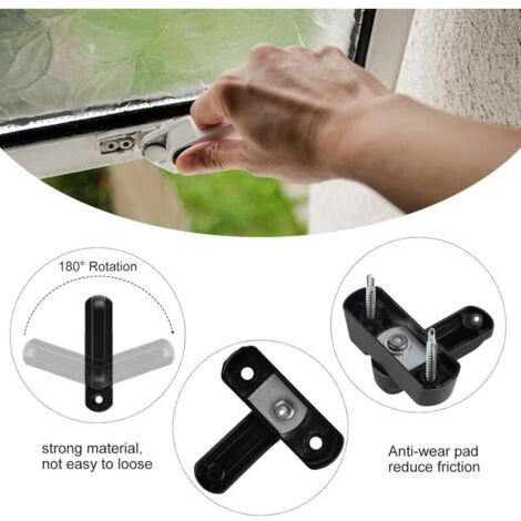 Sash Jammer Serrure de Fenêtre Supplementaire,4 Serrures de Porte Fenêtre Bloquer en Alliage d'Aluminium avec 8x vis,Sécurité Domestique,d'Enfant, Noir