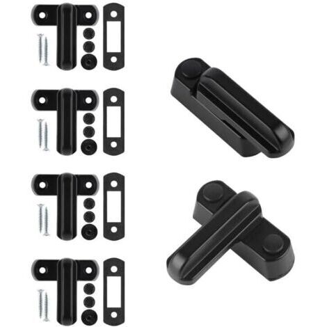 Sash Jammer Serrure de Fenêtre Supplementaire,4 Serrures de Porte Fenêtre Bloquer en Alliage d'Aluminium avec 8x vis,Sécurité Domestique,d'Enfant, Noirdengyank