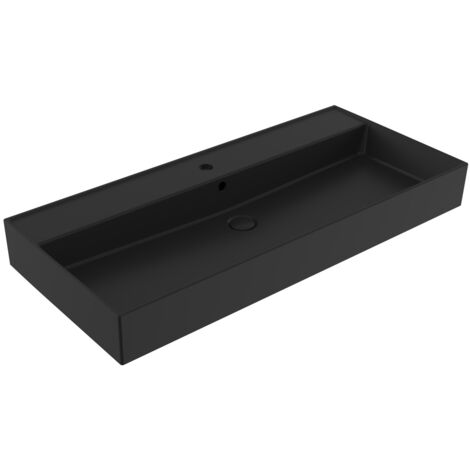 SAT EDGY Waschbecken 100 cm eckig, schwarz matt