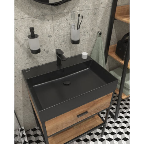 SAT EDGY Waschbecken 60 cm eckig, schwarz matt